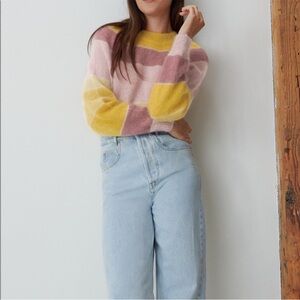 Isabel marant etoile Colorblock Sweater in Pink, Yellow, and Cream